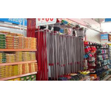 Vassoureiro para Gondolas New Light com 08 Ganchos Cristal Aço 460377 + 460381