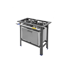Fogão industrial com forno 02 bocas em linha METAL INOX - LZ2F