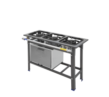 Fogão industrial com forno 03 bocas em linha METAL INOX - LZ3F