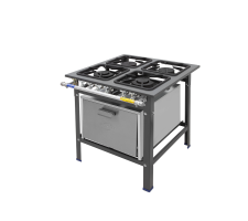 Fogão industrial com forno 04 bocas METAL INOX - PZ4F