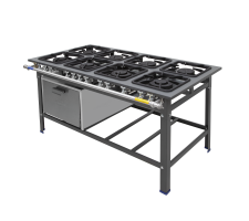 Fogão industrial com forno 08 bocas METAL INOX - PZ8F