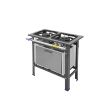 Fogão industrial com forno 02 bocas em linha METAL INOX - LZ2F