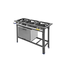 Fogão industrial com forno 03 bocas em linha METAL INOX - LZ3F