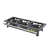Fogão industrial de mesa 03 bocas em linha METAL INOX - MZ3