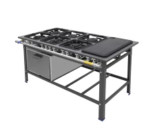 Fogão industrial com forno e chapa bifeteira 06 bocas METAL INOX - PZ9F